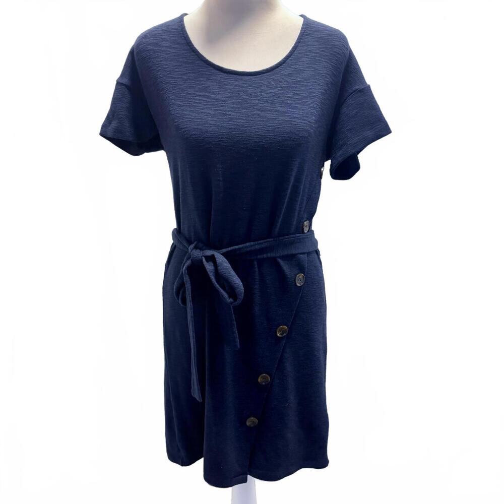 Anthropologie Sunday in Brooklyn Navy Cotton Blend Stretch Knit Dress Casual